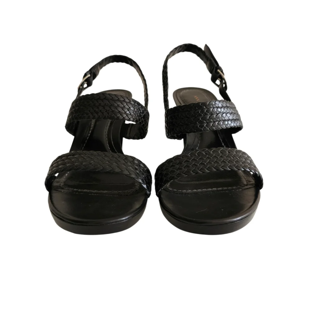 Ann Taylor Braided Leather Ankle Strap 3" Heeled Sandals | EUC | 7M | Black - Picture 6 of 16